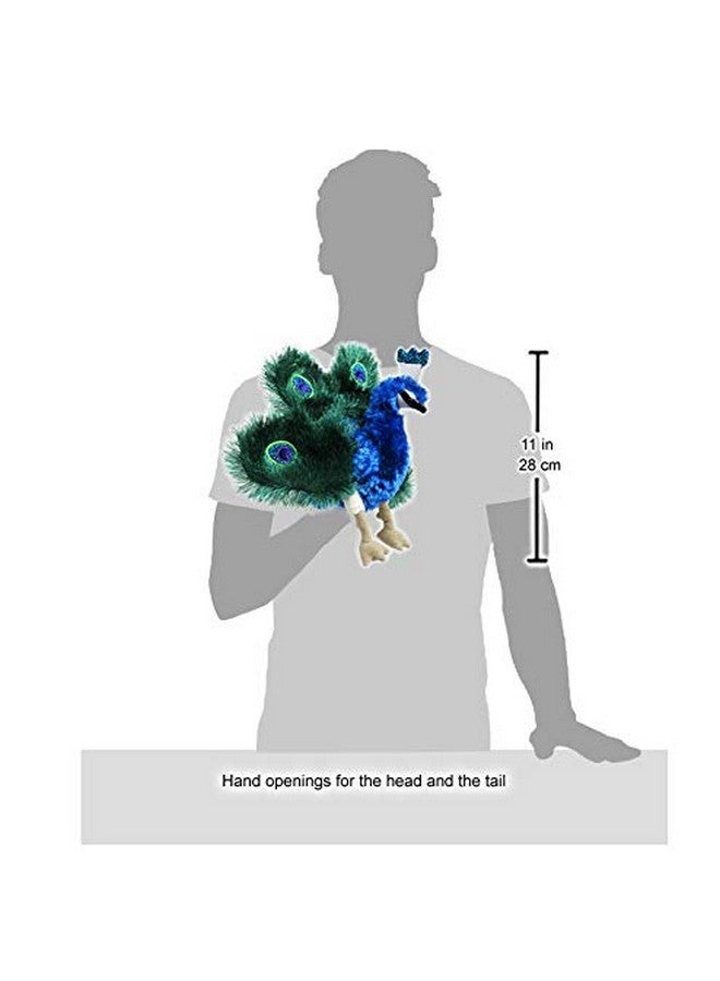 Folkmanis Small Peacock Hand Puppet, Blue; Green, Gold - Image 2