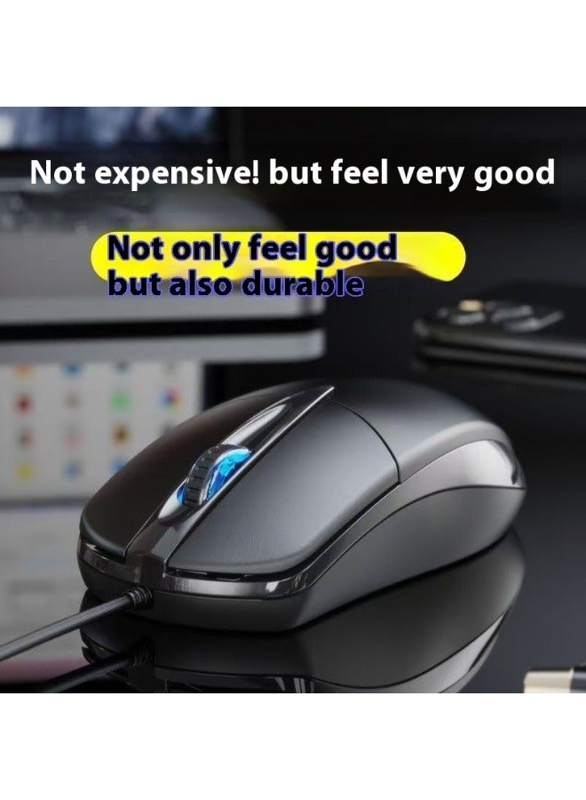Silent Gaming USB Wired Mouse，Black, Ideal for Office，Gaming Use