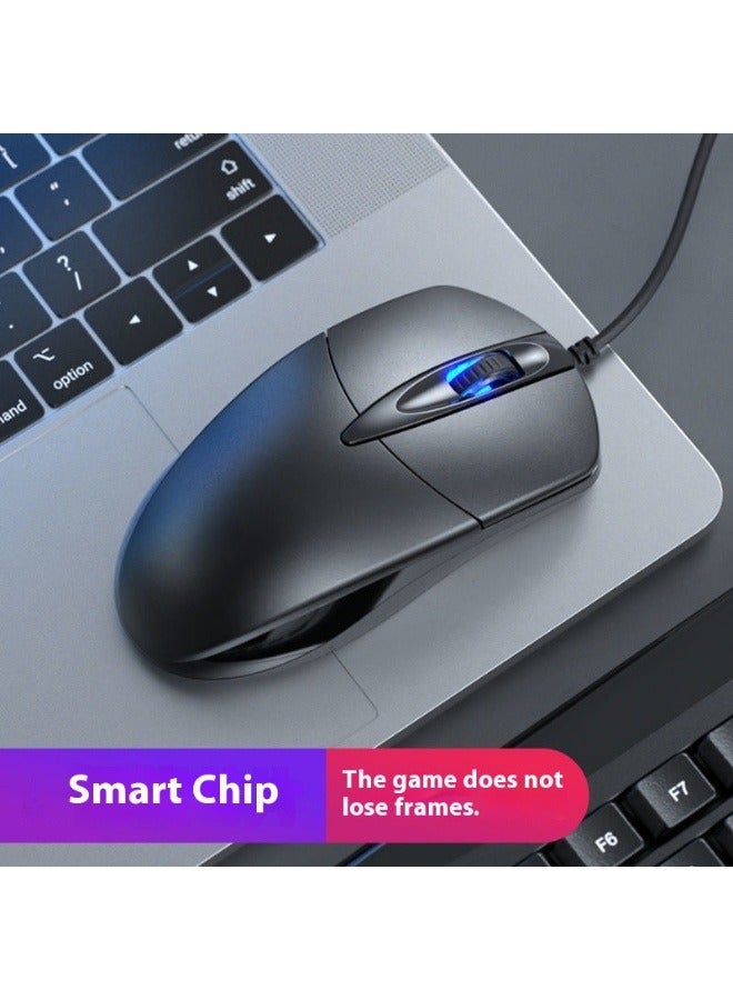 Silent Gaming USB Wired Mouse，Black, Ideal for Office，Gaming Use