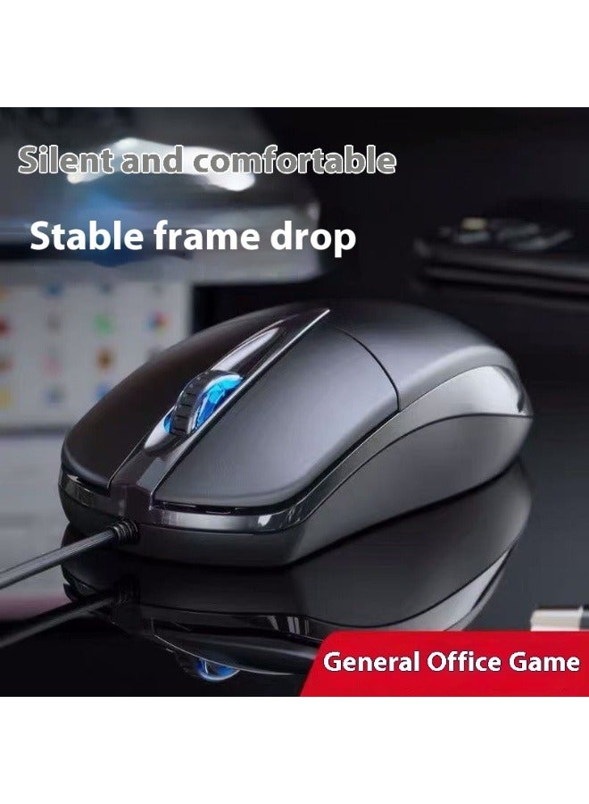 Silent Gaming USB Wired Mouse，Black, Ideal for Office，Gaming Use