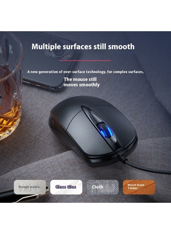 Silent Gaming USB Wired Mouse，Black, Ideal for Office，Gaming Use