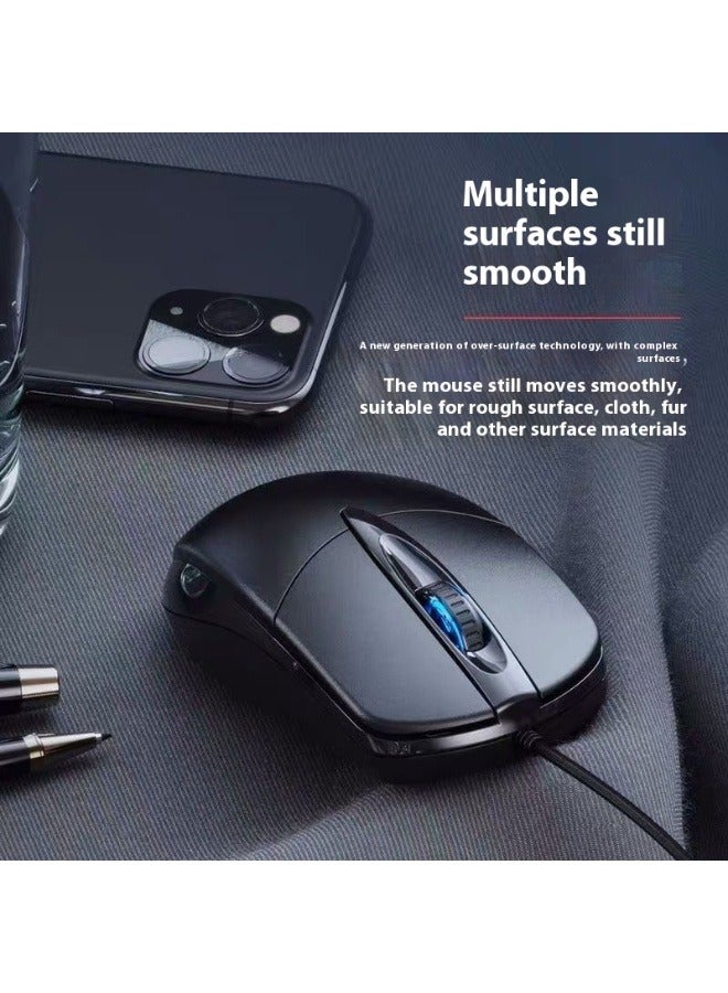 Silent Gaming USB Wired Mouse，Black, Ideal for Office，Gaming Use