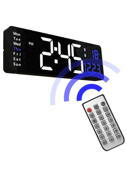 Digital Wall Clock with Large Display 16 inch Alarm Clock with Remote Control LED Digital Clock Large Clock Automatic Brightness Dimmer Big Clock with Date, Week, Temperature