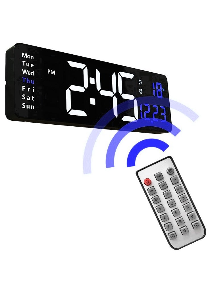 Digital Wall Clock with Large Display 16 inch Alarm Clock with Remote Control LED Digital Clock Large Clock Automatic Brightness Dimmer Big Clock with Date, Week, Temperature