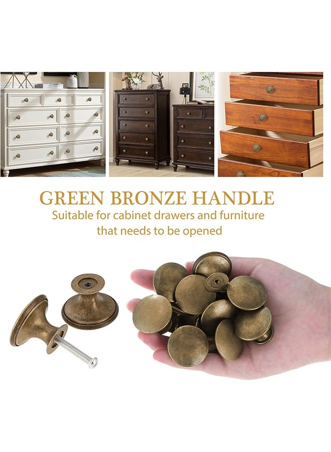 12 Pcs Vintage Antique Bronze Knobs Handle Pulls 30mm Brass Round Knobs for Cabinet Drawer Kitchen Bathroom Cupboard Home Office Furniture (Yellow Bronze) - Image 3
