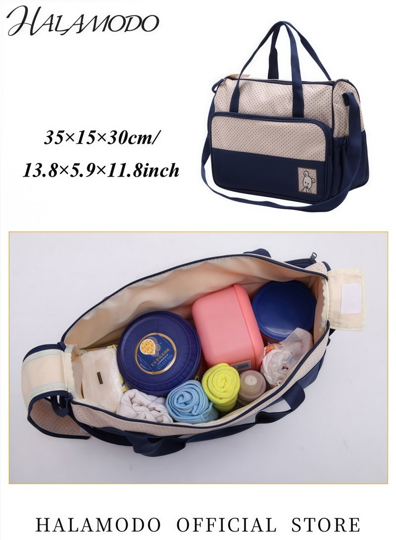 HALAMODO 5-Piece Waterproof Diaper Bag Set Including Large and Medium Tote Bags Bottle Bag Changing Mat Perfect for Mom’s Travel and Daily Use Practical Fashionable Design - Image 2