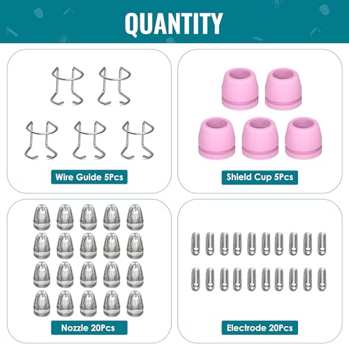 bestarc AG60P Plasma Cutter Consumables Cutting Torch Tip Nozzles Kit 50pcs For BTC500DP, BTC650DP - Image 4