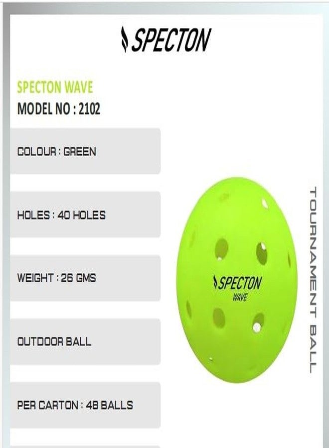 SPECTON Wave Performance Outdoor Pickleballs Plastic and Polyester, Neon, Pack of 3 - Image 2