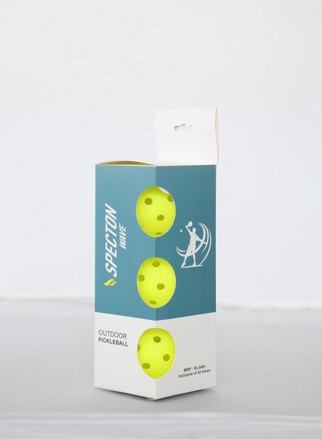 SPECTON Wave Performance Outdoor Pickleballs Plastic and Polyester, Neon, Pack of 3 - Image 3