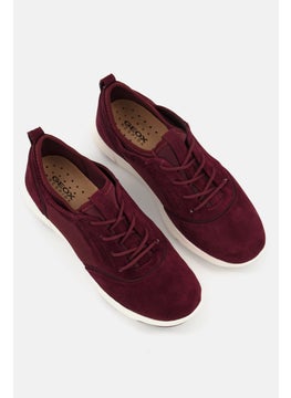 GEOX Women D Nebula S A Lace Up Casual Shoes, Maroon  - Image 4