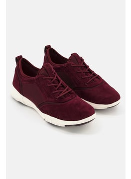 GEOX Women D Nebula S A Lace Up Casual Shoes, Maroon  - Image 1
