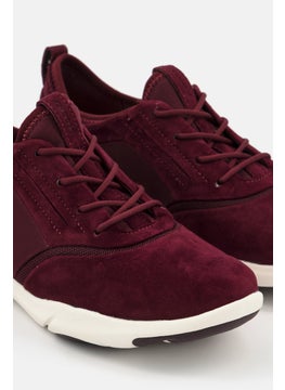 GEOX Women D Nebula S A Lace Up Casual Shoes, Maroon  - Image 3