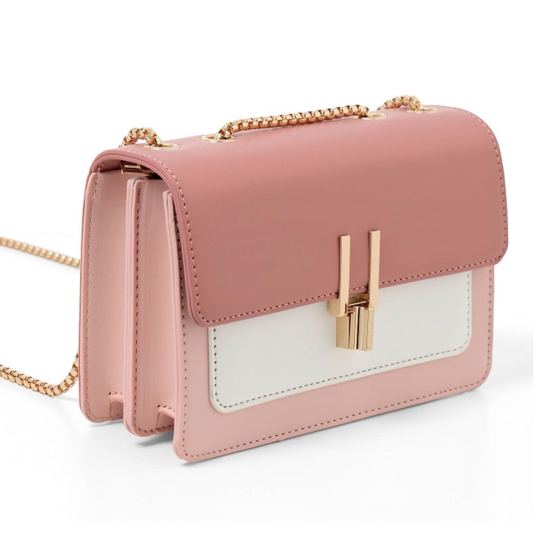 TOP BAND Crossbody Bags for Women Cute Faux Leather Trendy Cross Body Bag Purses for Women Small Multi Color Designer Handbags Womens Purse Satchel Chain Strap Ladies Shoulder Bag Dark Pink White - Image 3