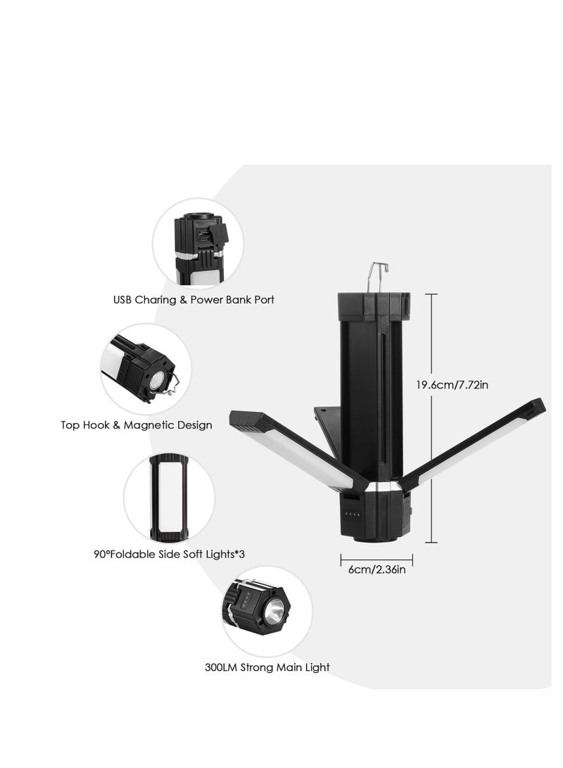 SYOSI Rechargeable LED Camping Lantern, USB Powered, 5 Lighting Modes, 3000mAh Power Bank, Portable and Foldable Tent Light with Magnetic Top for Outdoor Adventures, Emergency Lighting, and Fishing - Image 5