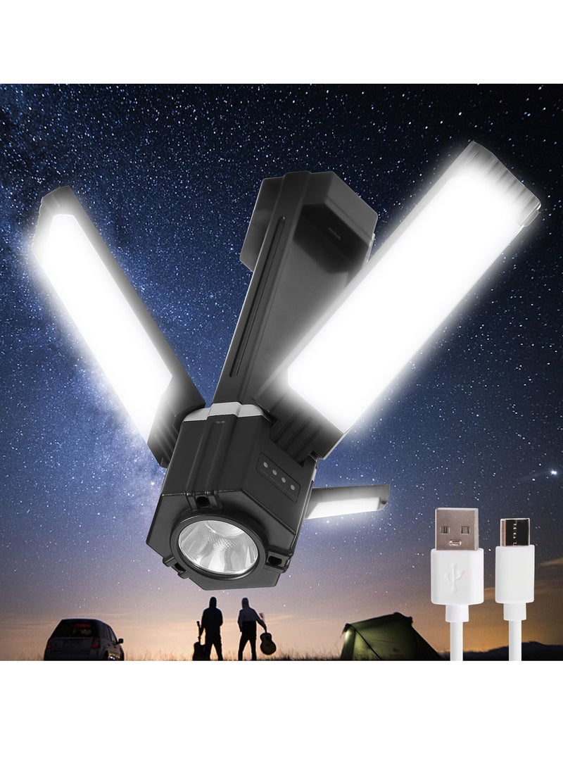 SYOSI Rechargeable LED Camping Lantern, USB Powered, 5 Lighting Modes, 3000mAh Power Bank, Portable and Foldable Tent Light with Magnetic Top for Outdoor Adventures, Emergency Lighting, and Fishing - Image 1