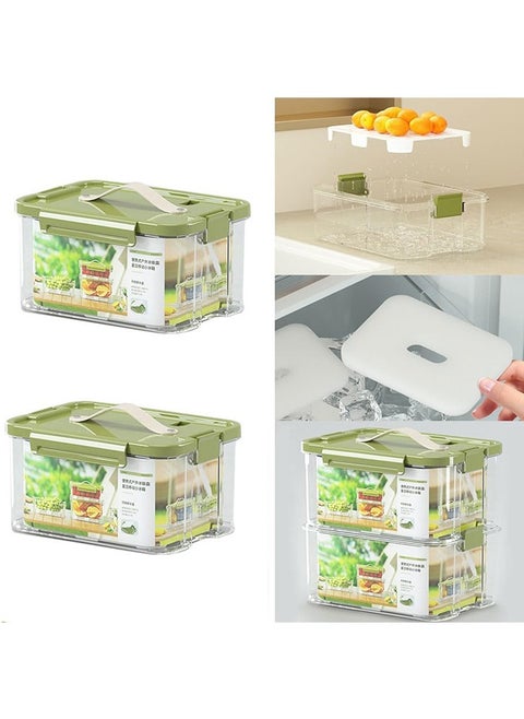 2 Pack Glass Food Storage Containers with Lids，Reusable Meal Prep Container， Stackable Fridge Organizer Box Airtight Food Storage Containers Keep Fruits Vegetables(2000ML)