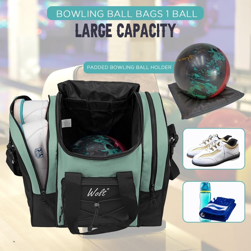 WOLT Bowling Ball Bag for Single Ball -Bowling Bag with Padded Holder, 2 Pockets Fit Shoes Up to Mens Size 14 and Accessories - Image 4