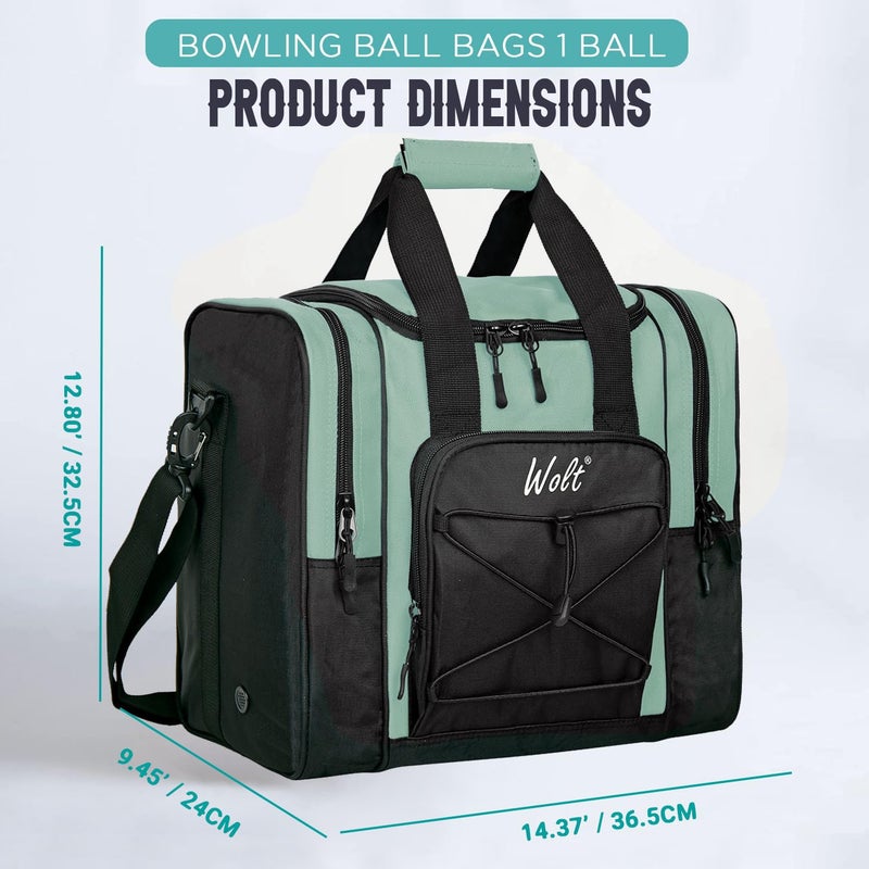 WOLT Bowling Ball Bag for Single Ball -Bowling Bag with Padded Holder, 2 Pockets Fit Shoes Up to Mens Size 14 and Accessories - Image 2