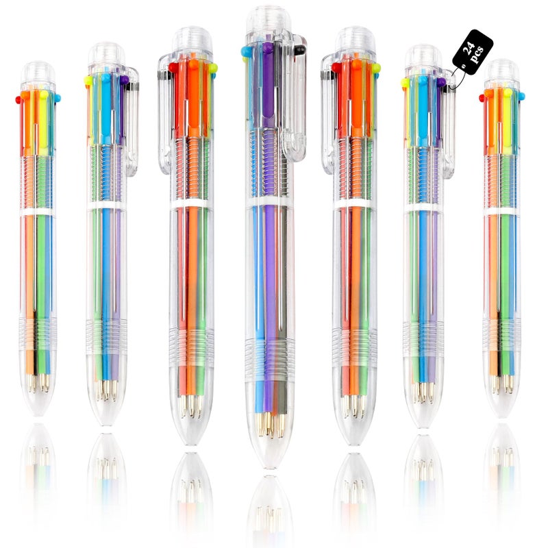 Bluckincle 24 Pack Multicolor Pen 0.5mm 6-in-1 Ballpoint Retractable Colored Pens for School Office Supplies Birthday Party Favors for Kids Teens Student Children Gift End of Year Gifts for Students Teacher - Image 1