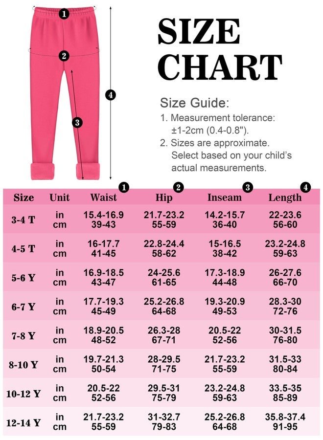Resinta 5 Pack Girls Fleece Lined Leggings Winter Warm Soft Thermal Pants Full Length Multipack for Kids Cold Weather, Black, Grey, Pink, Hot Pink, Navy, 10-12 Years - Image 2