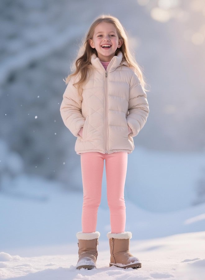 Resinta 5 Pack Girls Fleece Lined Leggings Winter Warm Soft Thermal Pants Full Length Multipack for Kids Cold Weather, Black, Grey, Pink, Hot Pink, Navy, 10-12 Years - Image 4