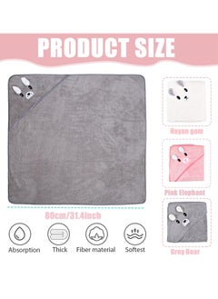 3 Pieces Hooded Towel Baby, Baby Towel with Hood 80 X 80 Cm for Baby Bathing, Soft Super Absorbent, Cute Baby Hooded Towel with Pattern Unisex 0-5 Years (Pink/White/Grey) - pzsku/Z34A86455CC225297143FZ/45/_/1719970797/8258e2b3-b118-45d8-8d68-1f1c7d20b08a