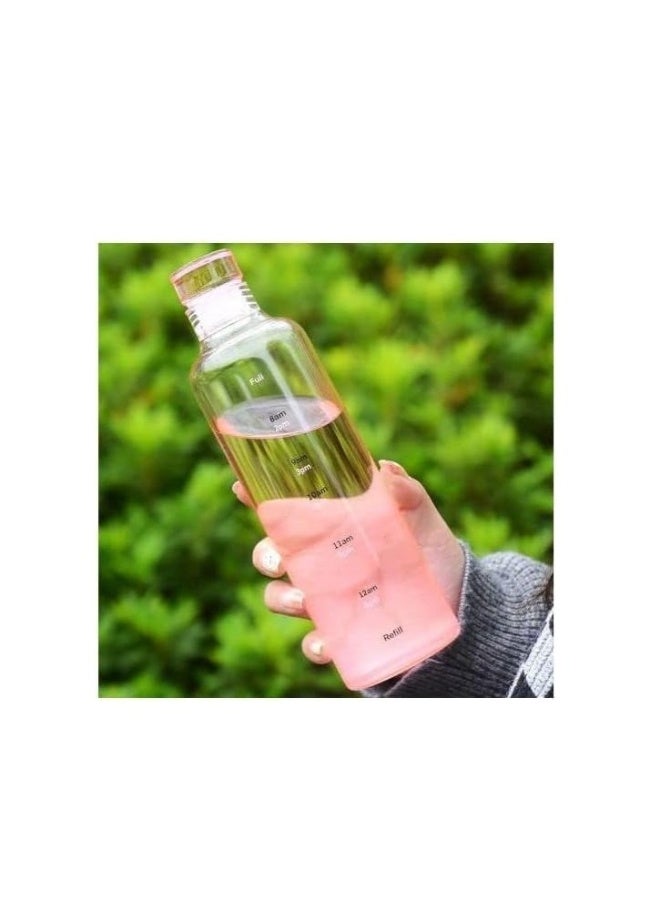 زجاجة ماء أكريليك مانعة للتسرب مع علامة زمنية، متعددة الألوان - Image 4