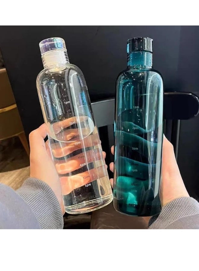 زجاجة ماء أكريليك مانعة للتسرب مع علامة زمنية، متعددة الألوان - Image 5