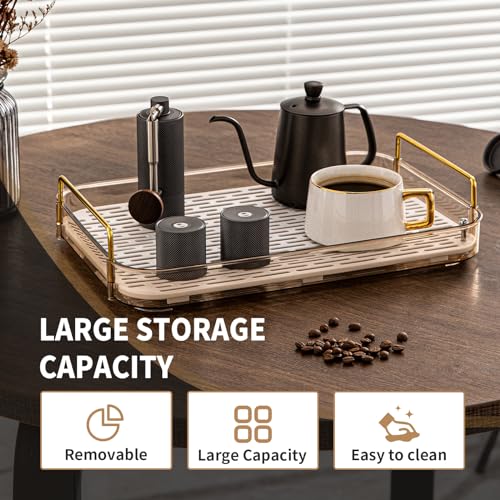 Seoneiro Whiskey Tray, Glass Cup Rack, Mug Holder, Coffee Cup Organizer, Bathroom Countertop with Drain Board Wine Glass Decorative Organizer, Food Tray, Kitchen Spice Rack - Image 2