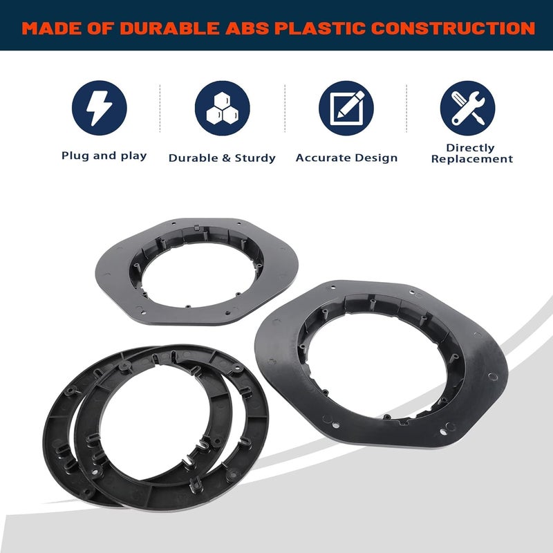 NuIth 6.5 Inch Front Door Speaker Adapter Spacer Ring with Speaker Harness Connector for Ford F150 2015-2022 - Image 2