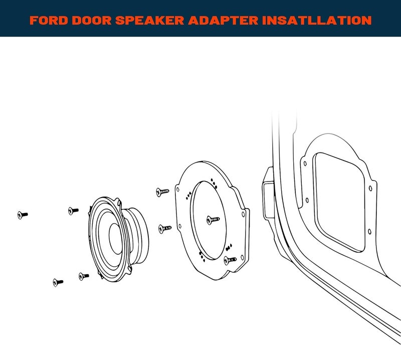 NuIth 6.5 Inch Front Door Speaker Adapter Spacer Ring with Speaker Harness Connector for Ford F150 2015-2022 - Image 4