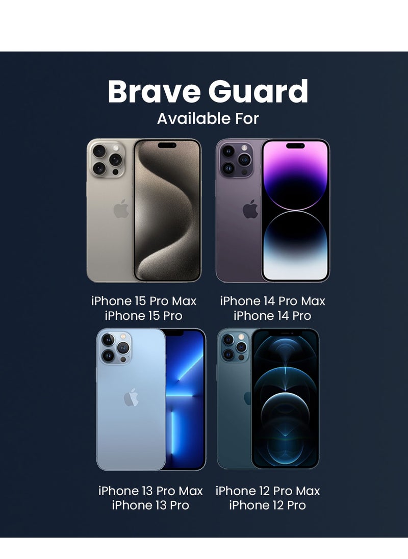 Brave - iPhone 15 Pro Max Privacy Screen Protector 6.7 inch, [Full Coverage & Military Grade Shatterproof] Anti Spy 9H Tempered Glass Screen Protector [Longest Durable] Easy Installation, Case Friendly, Black - Image 1