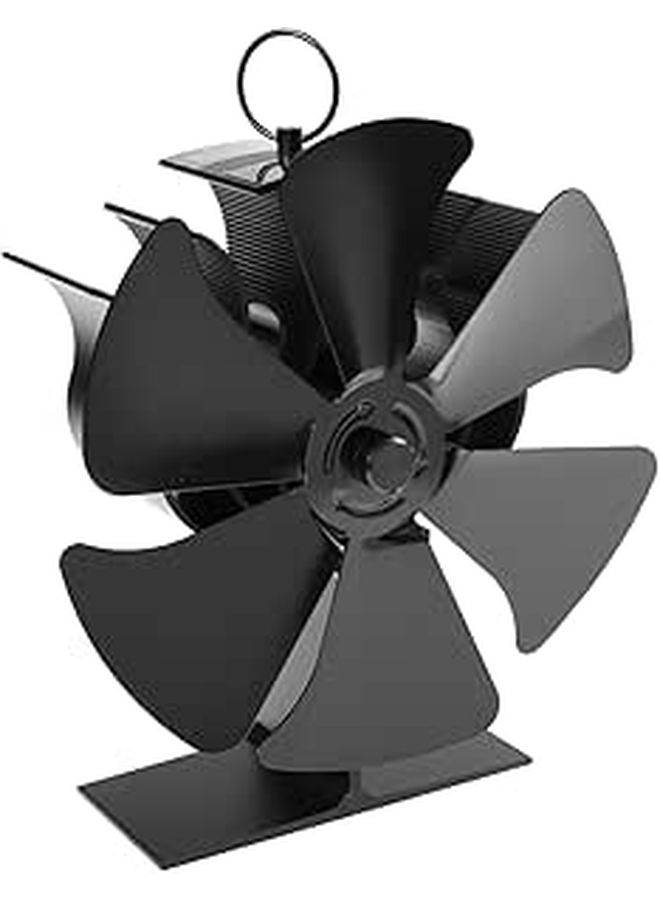 OUNONA Heat Powered Wood Burning Stove Fan Quiet Anodized Efficient Heat Circulation For Pellet Stoves And Fireplaces Fuel Saver Black - Image 1