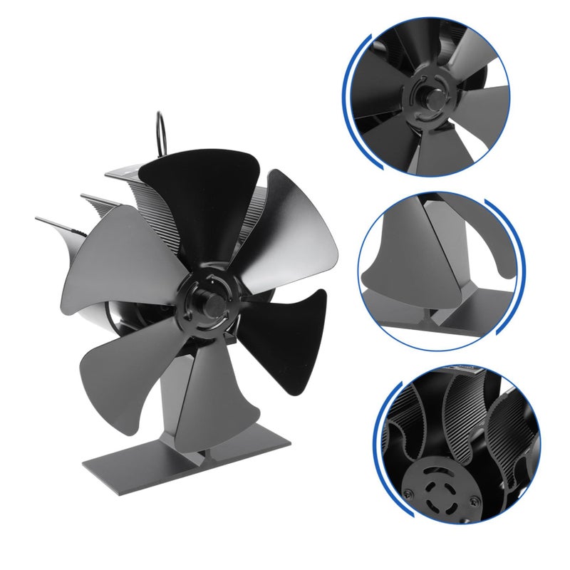 OUNONA Heat Powered Wood Burning Stove Fan Quiet Anodized Efficient Heat Circulation For Pellet Stoves And Fireplaces Fuel Saver Black - Image 4