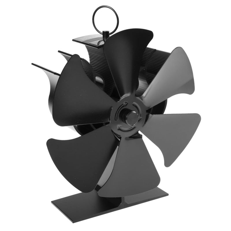 OUNONA Heat Powered Wood Burning Stove Fan Quiet Anodized Efficient Heat Circulation For Pellet Stoves And Fireplaces Fuel Saver Black - Image 2