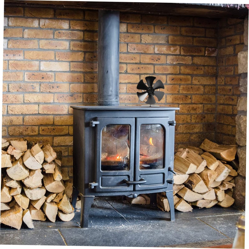 OUNONA Heat Powered Wood Burning Stove Fan Quiet Anodized Efficient Heat Circulation For Pellet Stoves And Fireplaces Fuel Saver Black - Image 3