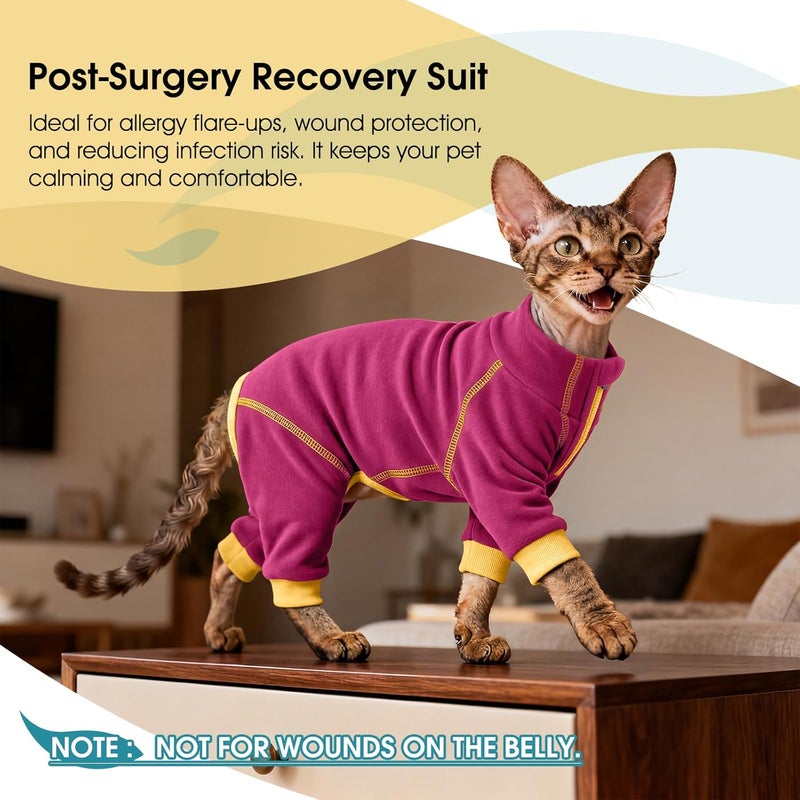 ROZKITCH Cat Onesie, Jumpsuit Cat Bodysuit Post Surgery Full Body Coverage Onesie After Surgery Female Stopping Pet from Scratching or Licking Rosered S - Image 2