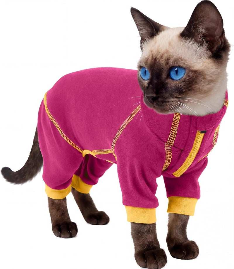 ROZKITCH Cat Onesie, Jumpsuit Cat Bodysuit Post Surgery Full Body Coverage Onesie After Surgery Female Stopping Pet from Scratching or Licking Rosered S - Image 1