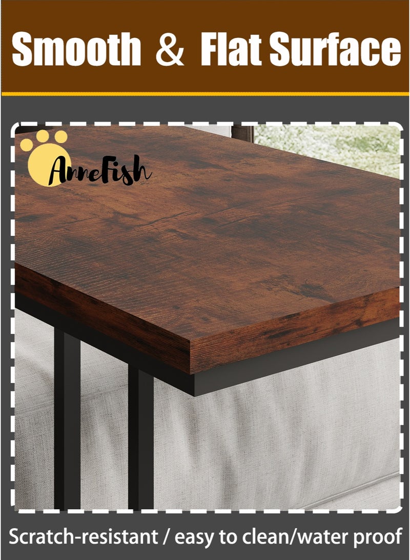 AnneFish 3Pcs C-Shaped Coffee Service Table Set Sofa Side Nesting Table End Table For Home Living Room Bedroom Small Coffee Table Couch Table Metal Frame Easy Assembly  - Image 5