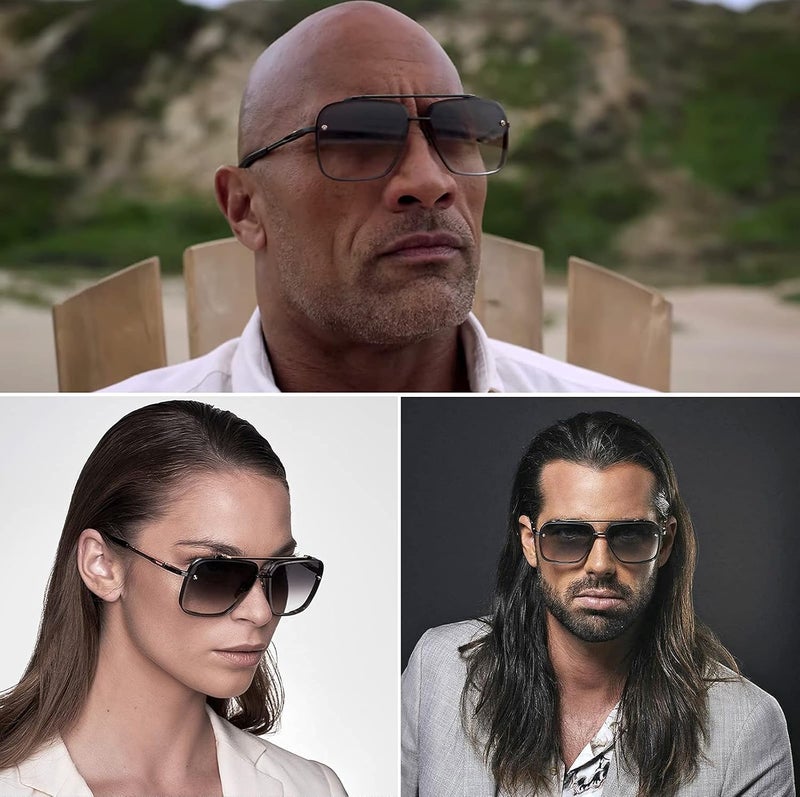 Gtand Fashion Oversized Square Aviator Gradient Sunglasses For Men Vintage Metal Side Shield Steampunk Sun Glasses 64mm - Image 2