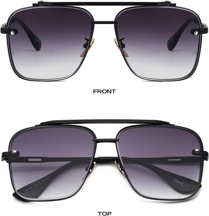 Gtand Fashion Oversized Square Aviator Gradient Sunglasses For Men Vintage Metal Side Shield Steampunk Sun Glasses 64mm - Image 3
