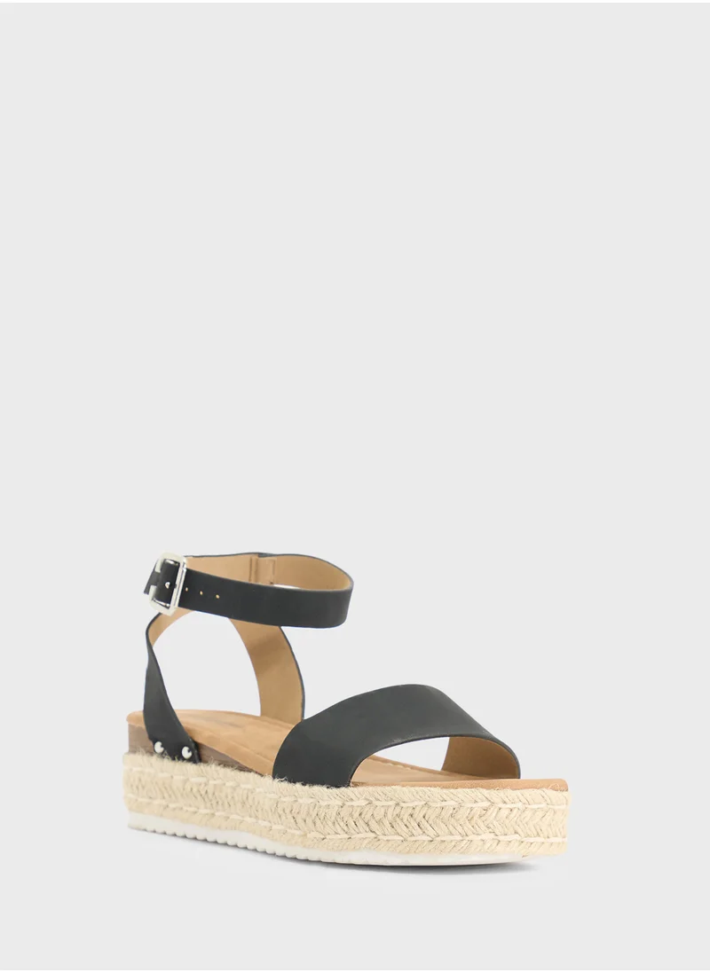ELLA Low Wedge Ankle Strap Sandal