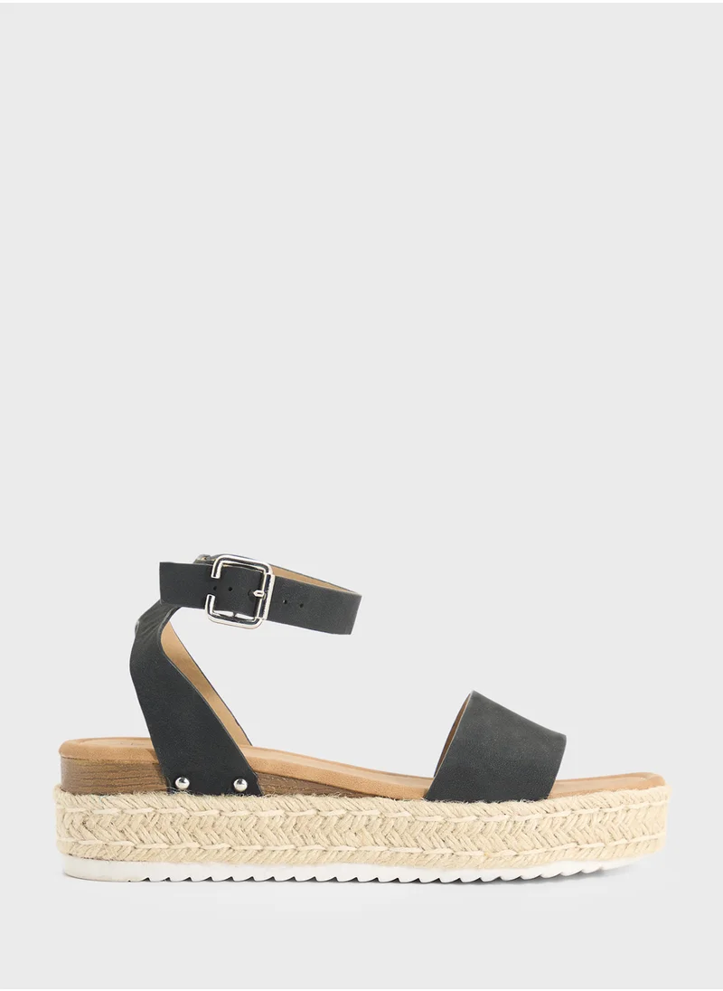 ELLA Low Wedge Ankle Strap Sandal