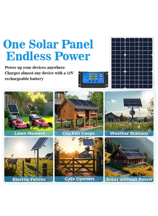 Solar Panel Kit 20W with 70A Controller 12V 18V 24V USB Charger - Image 5