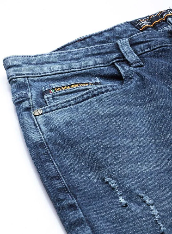 The Indian Garage Co  Men Slim Fit Solid Mid-Rise Stretchable Jeans for Men | Best Price UAE