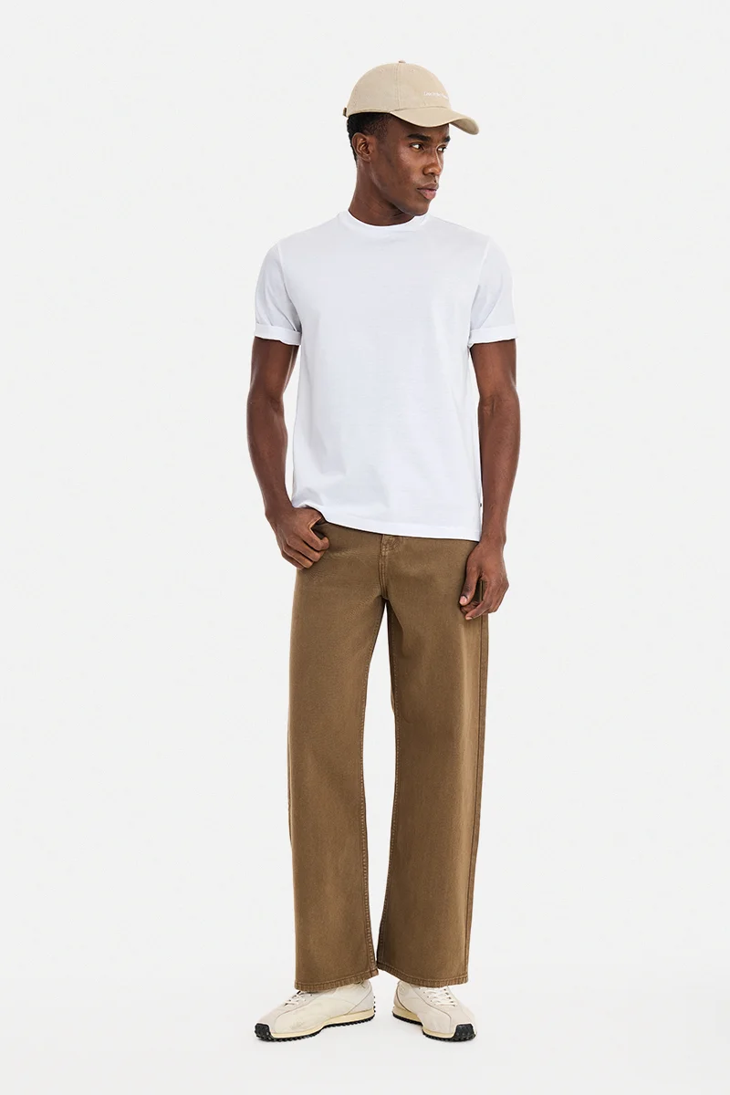 سنيتش White Solid Half Sleeve Regular Fit Luxe T-Shirt
