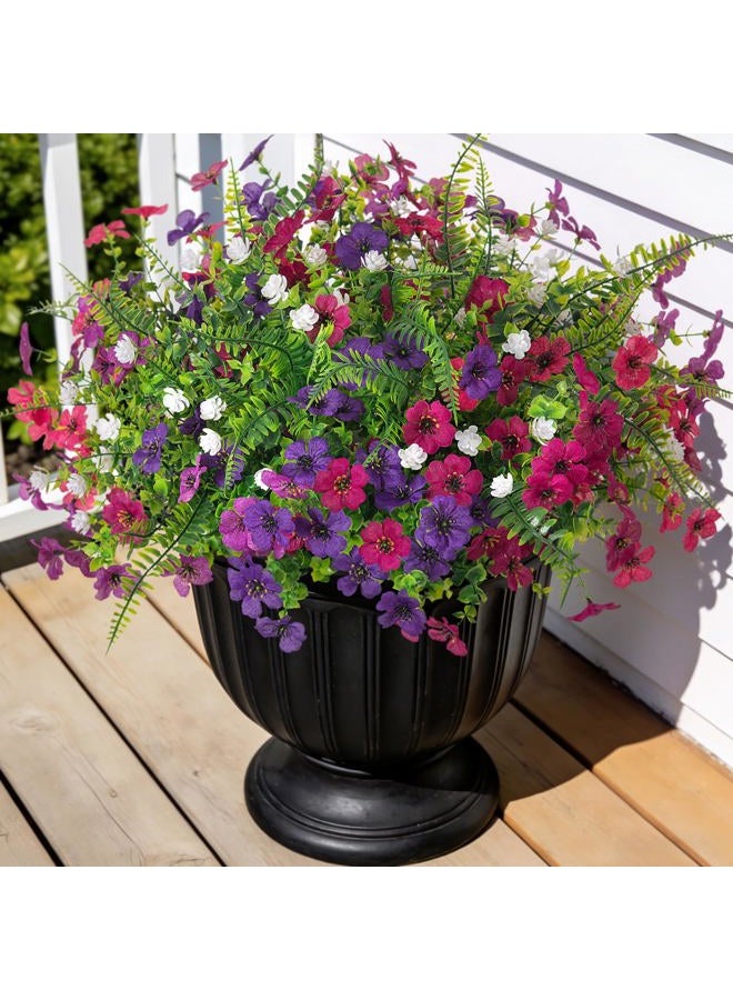 Ammyoo Artificial Flowers for Outdoors Spring Decoration, 12 Bundles Fake Flower Daisy with Realistic Eucalyptus Leaves, Faux Plants for Greenery Boxwood Porch Patio Garden Pot Lawn - Image 1