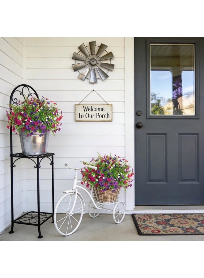 Ammyoo Artificial Flowers for Outdoors Spring Decoration, 12 Bundles Fake Flower Daisy with Realistic Eucalyptus Leaves, Faux Plants for Greenery Boxwood Porch Patio Garden Pot Lawn - Image 2