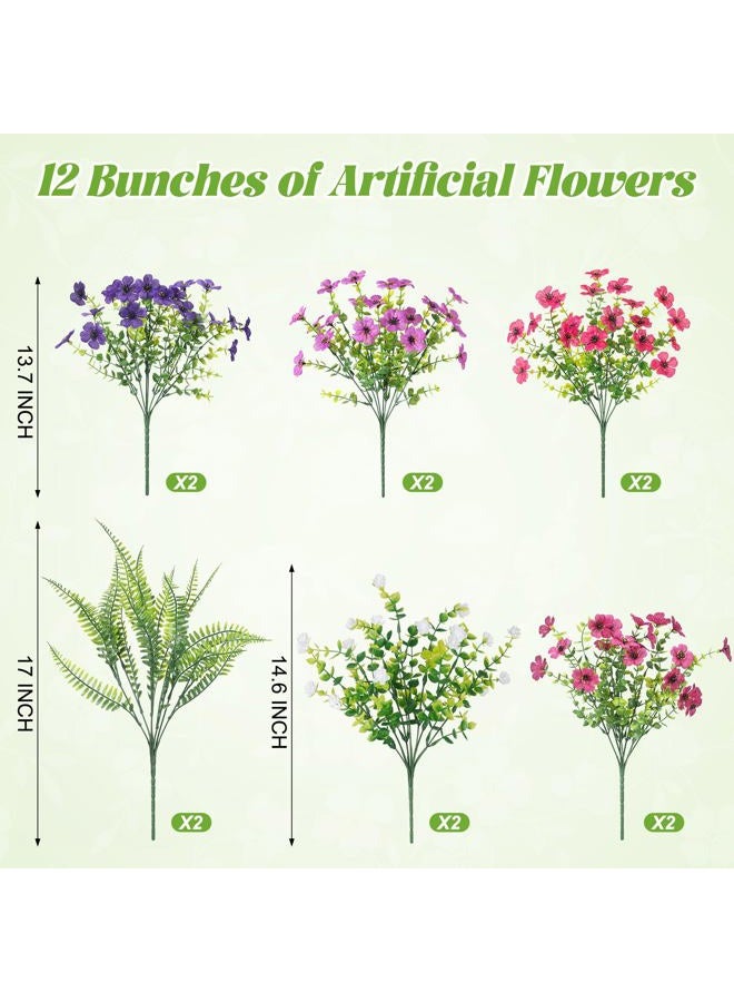Ammyoo Artificial Flowers for Outdoors Spring Decoration, 12 Bundles Fake Flower Daisy with Realistic Eucalyptus Leaves, Faux Plants for Greenery Boxwood Porch Patio Garden Pot Lawn - Image 5