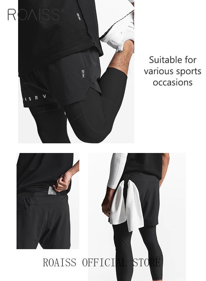 رويس سروال كرة سلة مطاطي للرجال بتصميم شبكي مضاد للتعرض للتنفس ومريح للرياضات الخارجية نسيج مسامي سريع الجفاف - Image 3